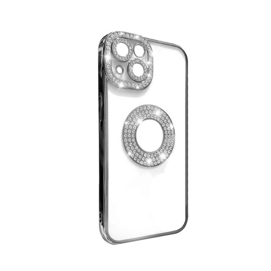 Soft Silicone Case with Diamond Design for Apple iPhone 14 Plus Silver Soft Silicone Case with Diamond Design for Apple iPhone 14 Plus Silver